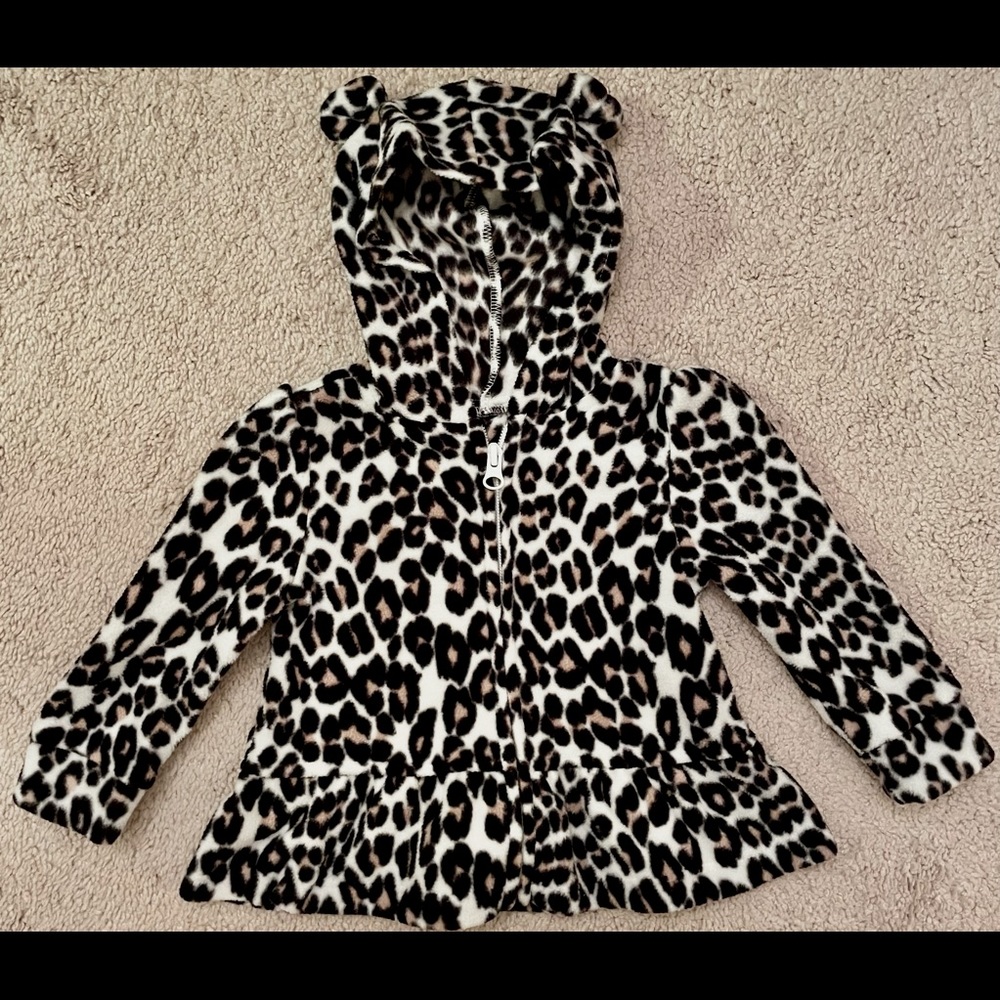 Baby girls leopard print fleece jacket NWOT
